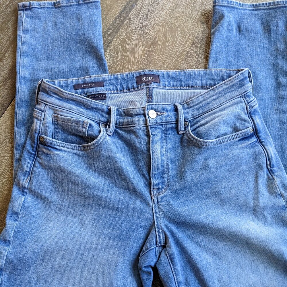 NYDJ Style Girlfriend Light Denim Wash Distressed Women's Blue Jeans Size 6